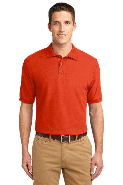 Front View of Orange Port Authority Silk Touch Polo K500 plain