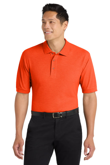 Front View of Orange Port Authority Silk Touch Polo K500 plain