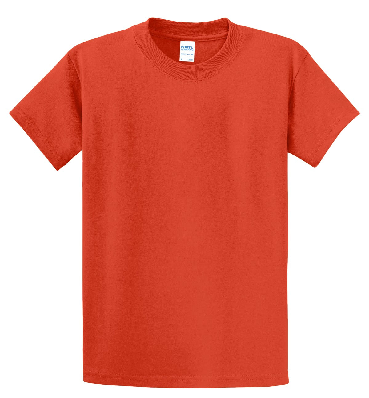 Front View of Orange Port & Co Essential Tee. PC61 plain