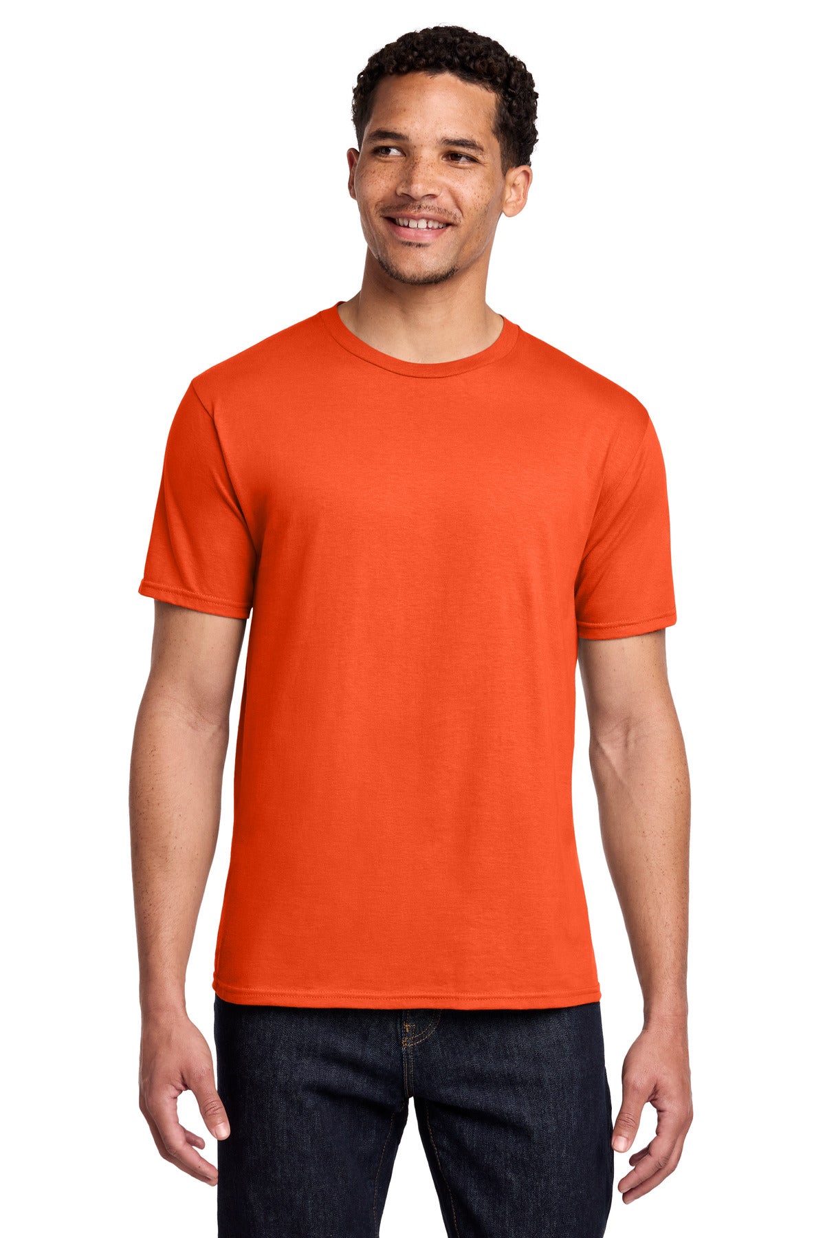 Front View of Orange Port & Co Fan Favorite Tee. PC450 plain