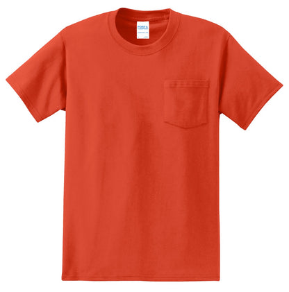 Front View of Orange Port & Co Tall Essential Pocket Tee. PC61PT plain