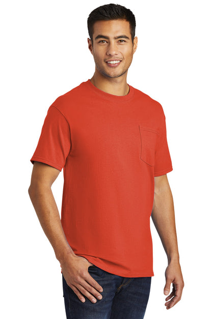 Front View of Orange Port & Co Tall Essential Pocket Tee. PC61PT plain