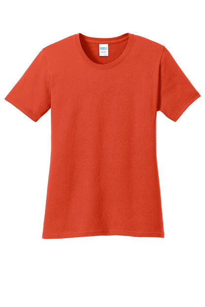 Front View of Orange Port & Co Women's Core Cotton Tee. LPC54 plain