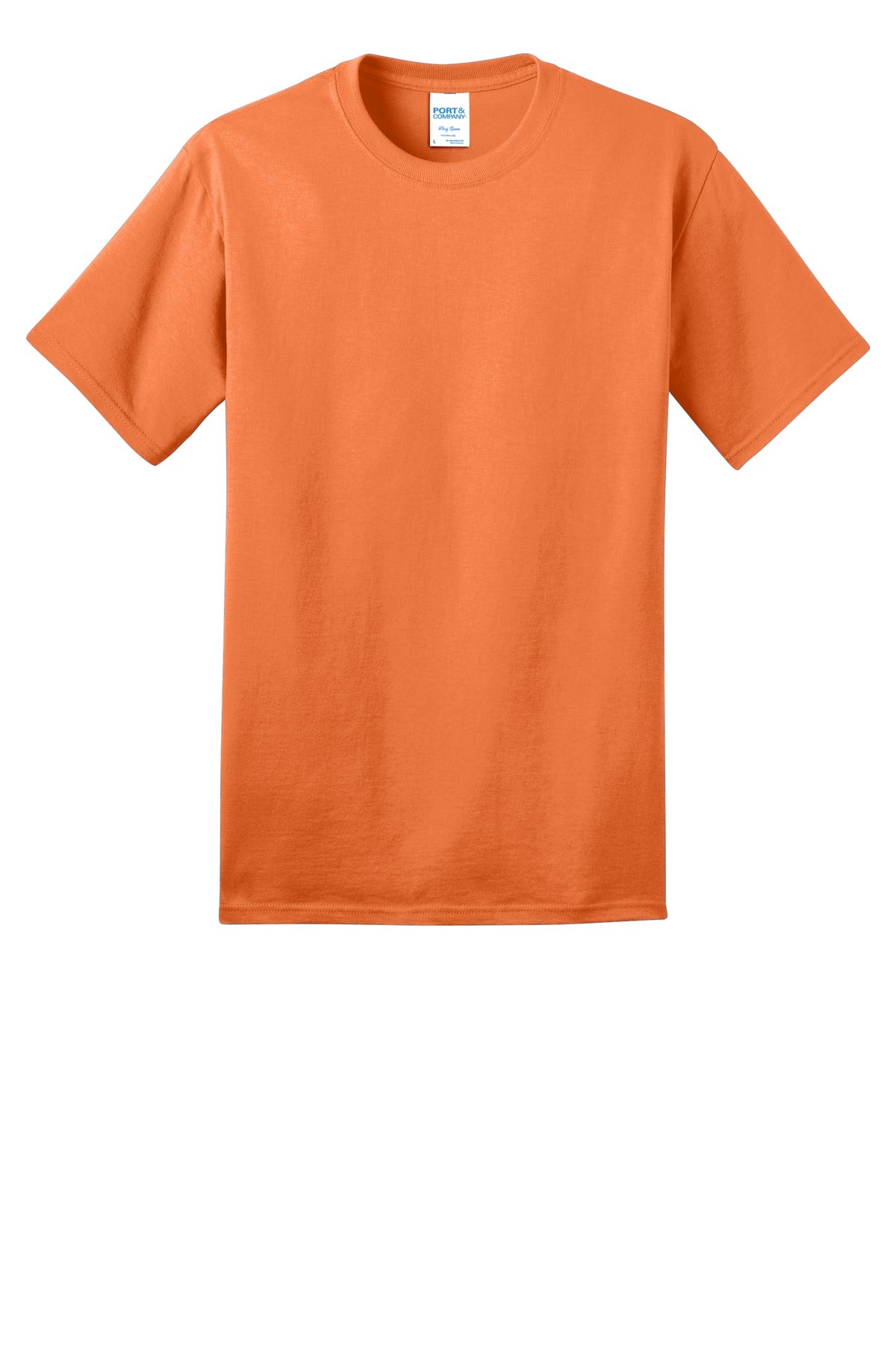 Front View of Orange Sherbet Port & Co Ring Spun Cotton Tee. PC150 plain