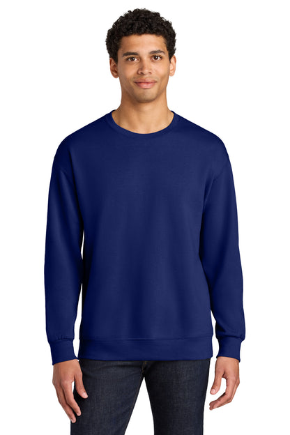 Front View of Orchid Jerzees Ultimate Unisex CVC Ring Spun Crewneck Sweatshirt IC48M plain