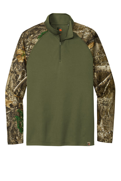 Front View of OvDbG/RTEd Russell Outdoors Realtree Colorblock Performance 1/4-Zip RU152 plain