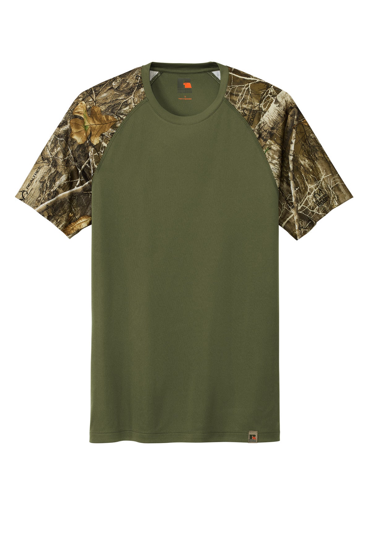 Front View of OvDbG/RTEd Russell Outdoors Realtree Colorblock Performance Tee RU151 plain