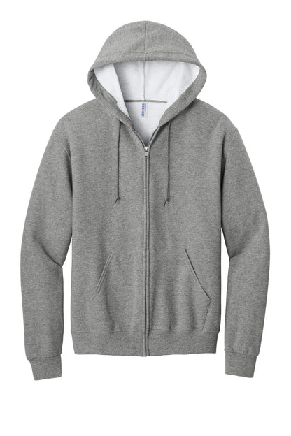 Front View of Oxford Jerzees - NuBlend Full-Zip Hooded Sweatshirt. 993M plain