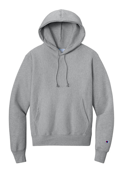 Front View of OxfordGrey Champion Reverse Weave Hooded Sweatshirt S101 plain