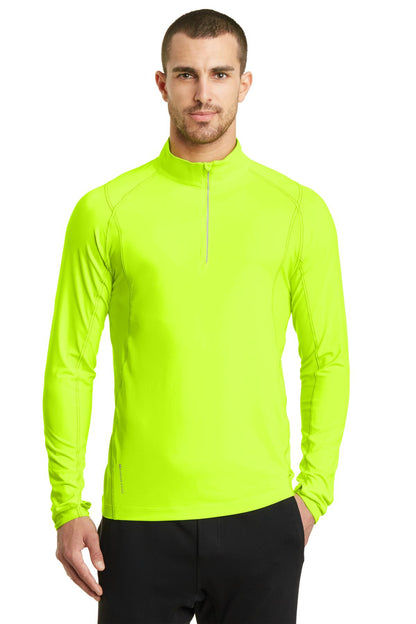 Front View of Pace Yellow OGIO Nexus 1/4-Zip Pullover. OE335 plain
