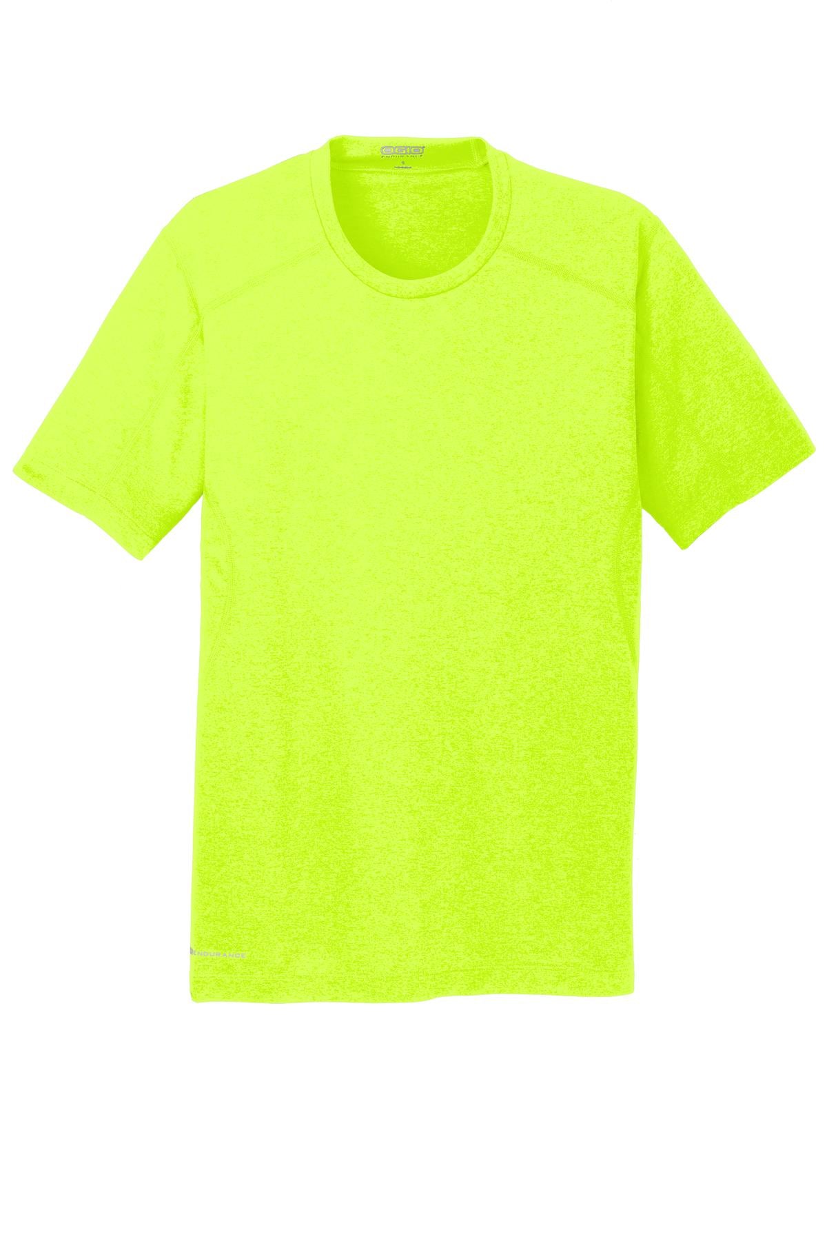 Front View of Pace Yellow OGIO Pulse Crew. OE320 plain