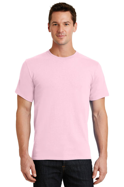 Front View of Pale Pink Port & Co Essential Tee. PC61 plain