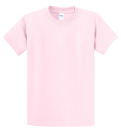 Front View of Pale Pink Port & Co Essential Tee. PC61 plain