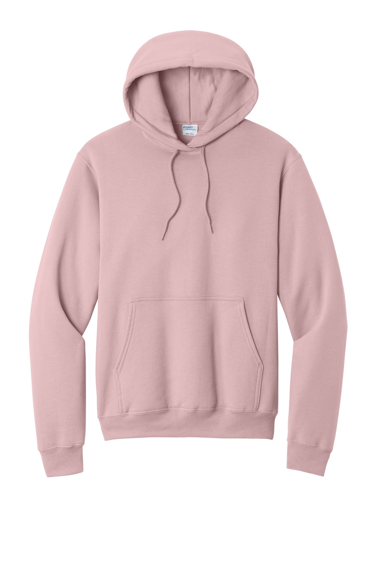 Front View of PaleBlush Port & Co Core Fleece Pullover Hooded Sweatshirt. PC78H plain