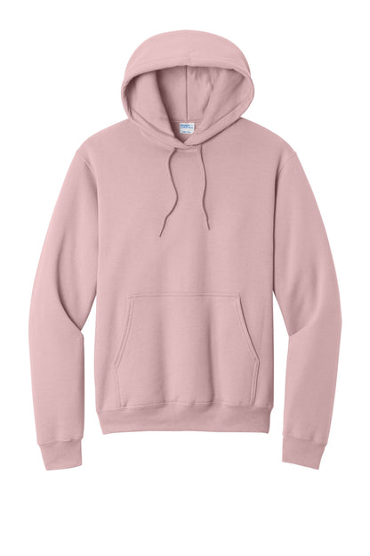 Front View of PaleBlush Port & Co Core Fleece Pullover Hooded Sweatshirt. PC78H plain