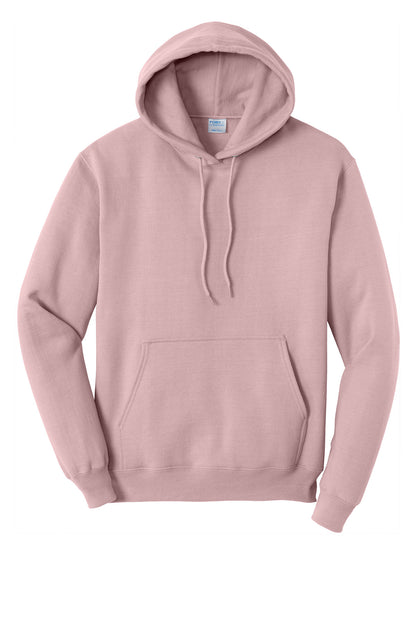 Front View of PaleBlush Port & Co Core Fleece Pullover Hooded Sweatshirt. PC78H