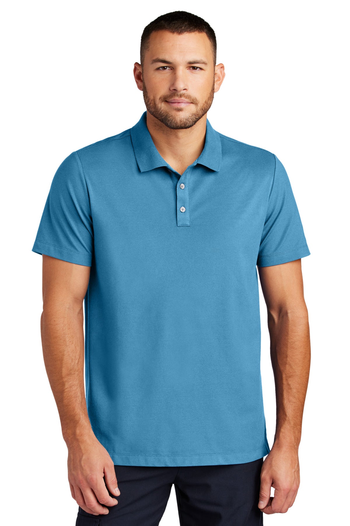 Front View of ParisianBl Mercer+Mettle Stretch Pique Polo MM1004 plain