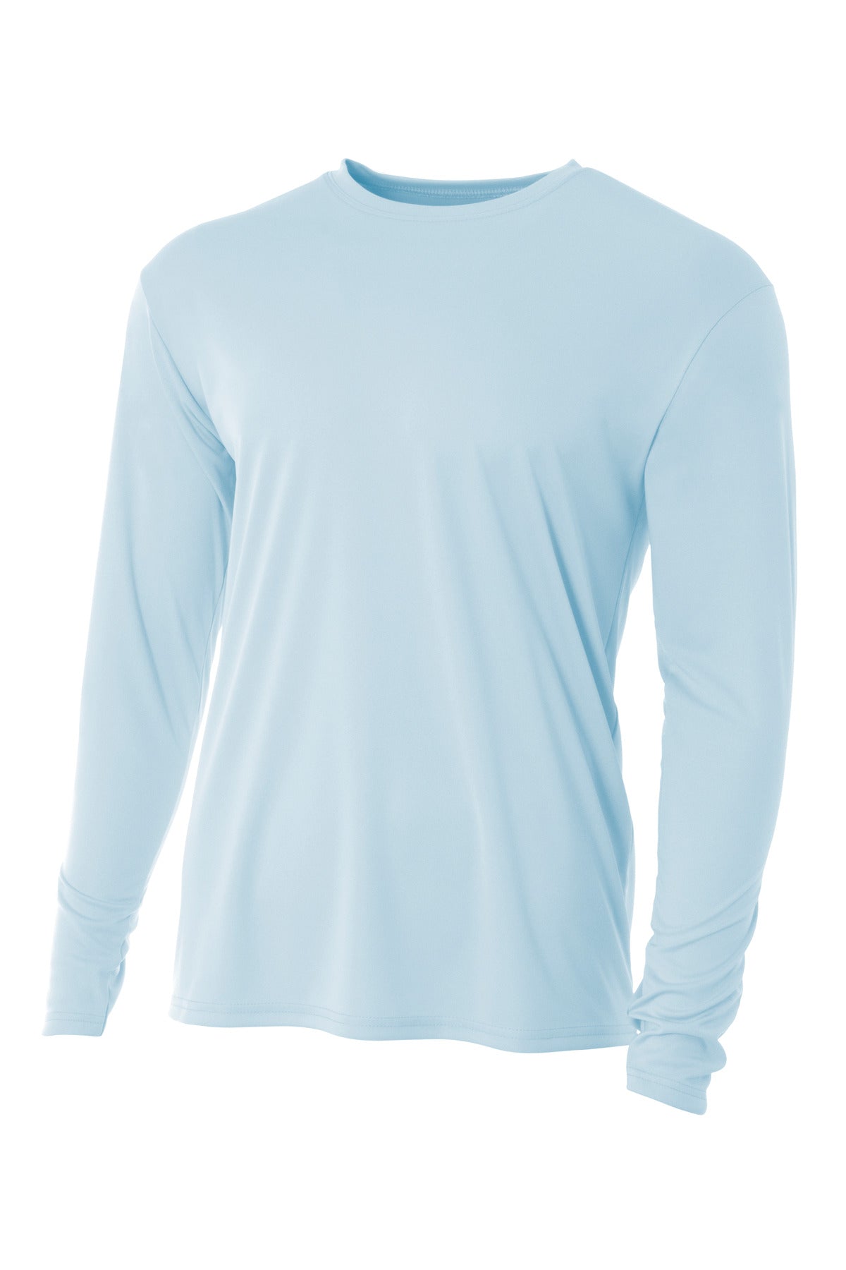 Front View of PastelBlue A4 Cooling Performance Long Sleeve Tee A4N3165 plain