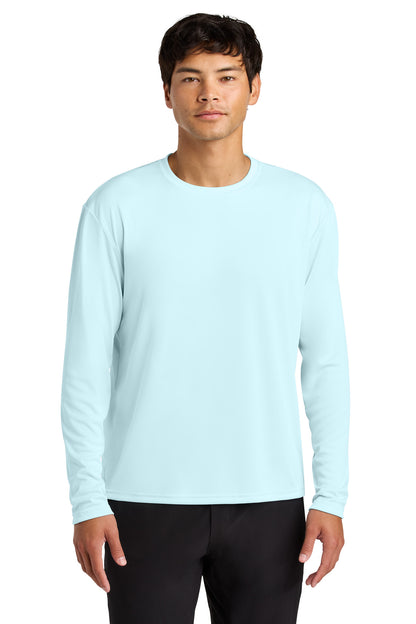 Front View of PastelBlue A4 Cooling Performance Long Sleeve Tee A4N3165 plain