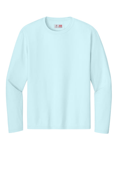 Front View of PastelBlue A4 Cooling Performance Long Sleeve Tee A4N3165 plain