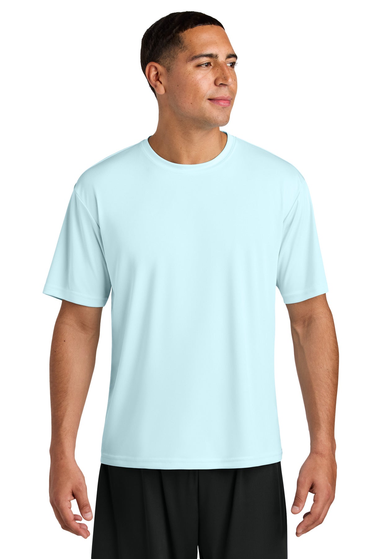 Front View of PastelBlue A4 Cooling Performance Short Sleeve Tee A4N3142 plain