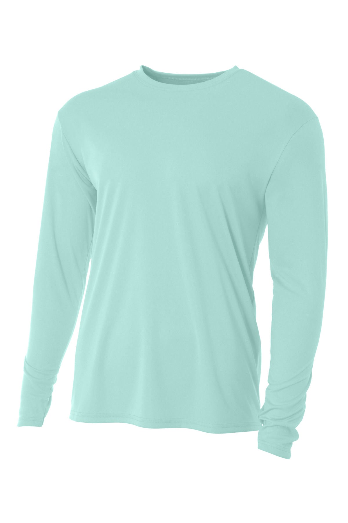 Front View of PastelMint A4 Cooling Performance Long Sleeve Tee A4N3165 plain