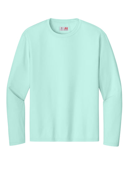 Front View of PastelMint A4 Cooling Performance Long Sleeve Tee A4N3165 plain