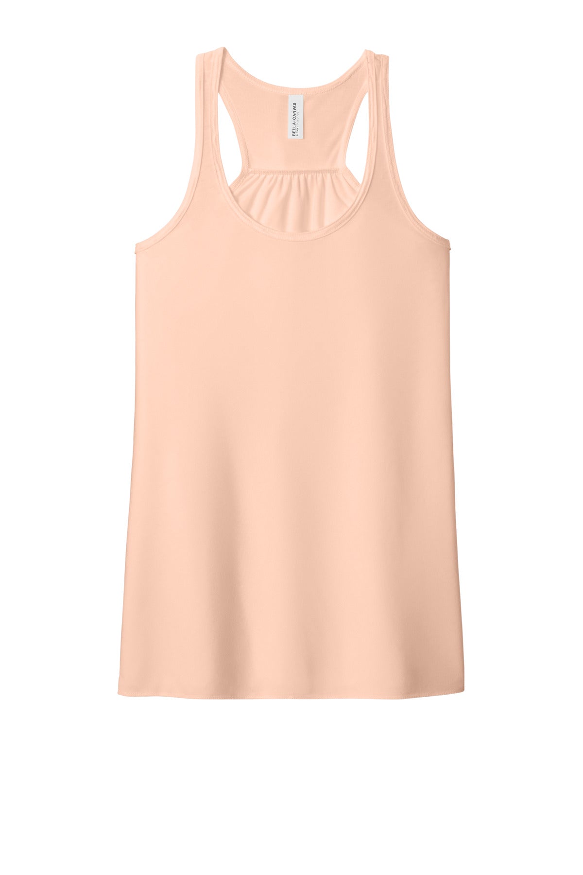 Front View of Peach BELLA+CANVAS Women's Flowy Racerback Tank. BC8800 plain
