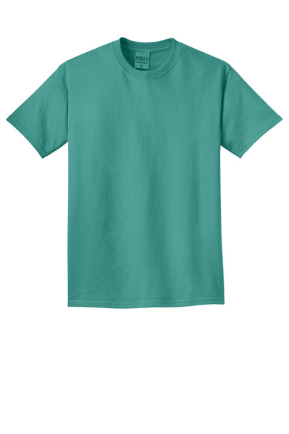 Front View of Peacock Port & Co Beach Wash Garment-Dyed Tee. PC099 plain