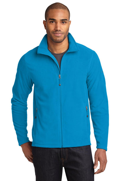 Front View of Peak Blue Eddie Bauer Full-Zip Microfleece Jacket. EB224 plain