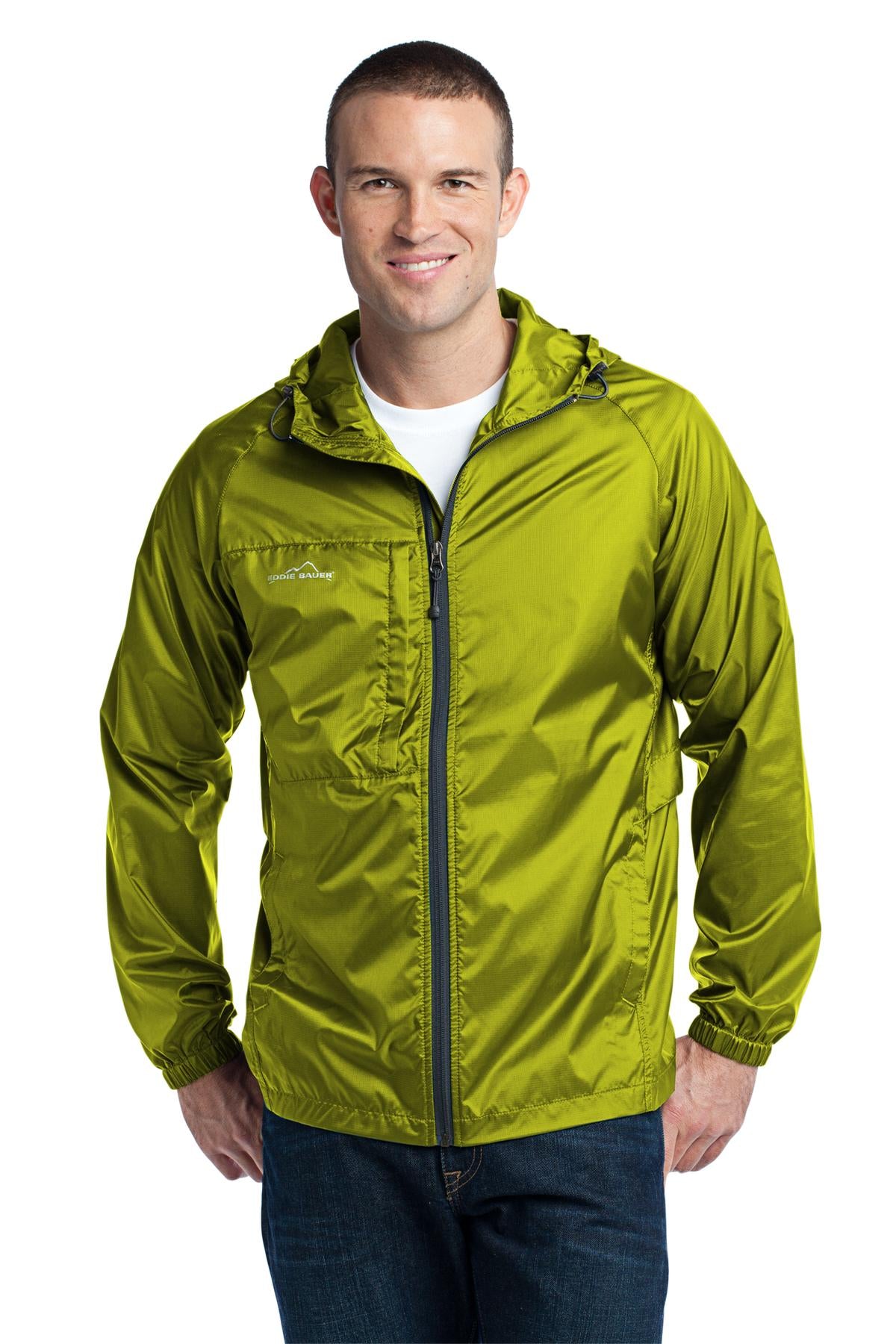 Front View of Pear Eddie Bauer - Packable Wind Jacket. EB500 plain