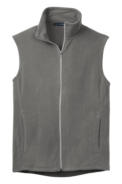 Front View of Pearl Grey Port Authority Microfleece Vest. F226 plain