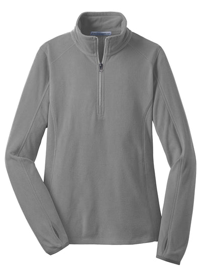 Front View of Pearl Grey Port Authority Women's Microfleece 1/2-Zip Pullover. L224 plain