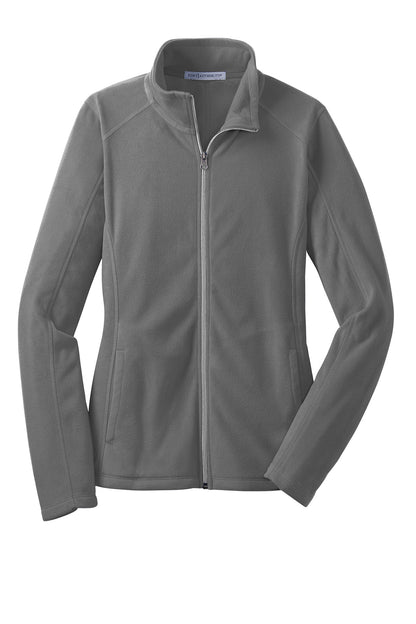 Front View of Pearl Grey Port Authority Women's Microfleece Jacket. L223 plain