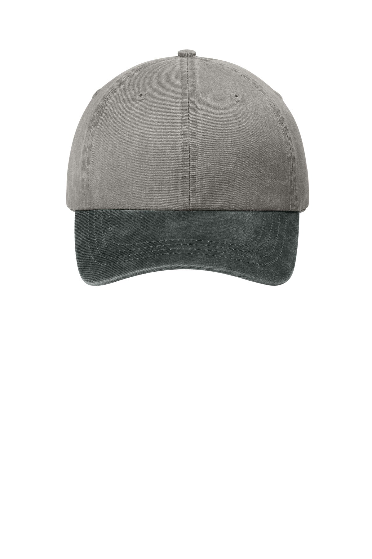Front View of Pebble/Black Port Authority Two-Tone Pigment-Dyed Cap. CP83 plain