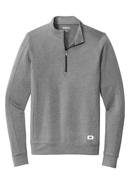 Front View of Petrol Grey He OGIO Luuma 1/2-Zip Fleece. OG813 plain