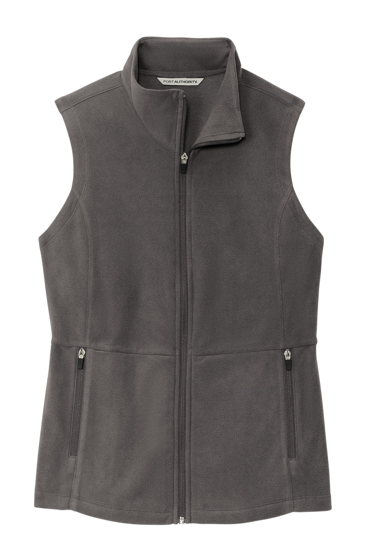 Front View of Pewter Port Authority Women's Accord Microfleece Vest L152 plain