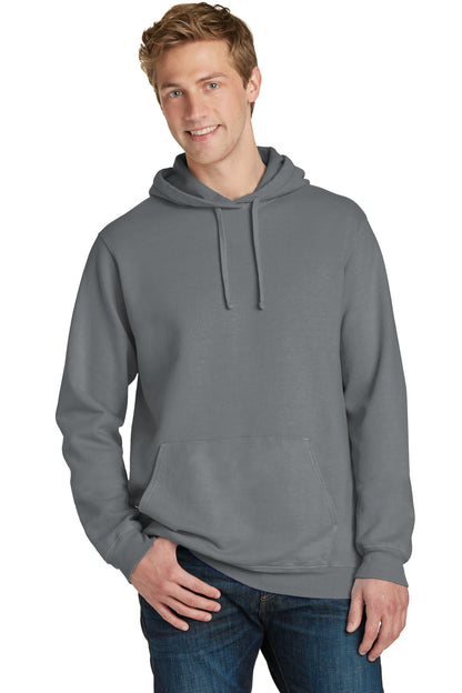 Front View of Pewter Port & Co Beach Wash Garment-Dyed Pullover Hooded Sweatshirt. PC098H plain