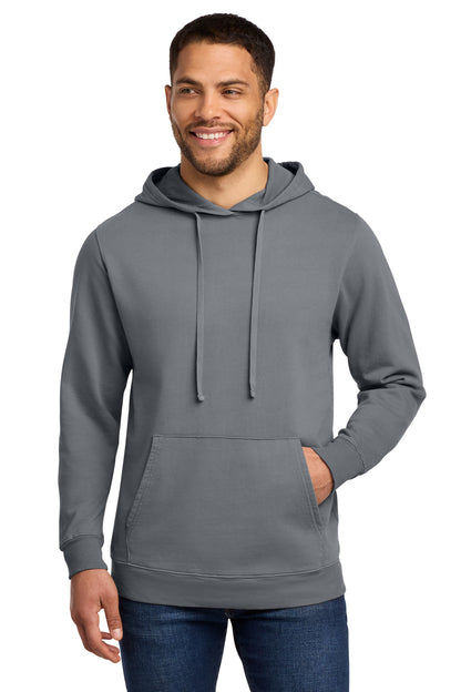 Front View of Pewter Port & Co Beach Wash Garment-Dyed Pullover Hooded Sweatshirt. PC098H plain
