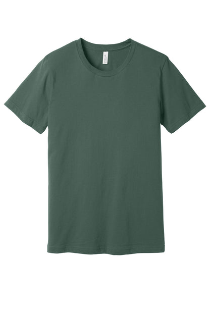 Front View of Pine BELLA+CANVAS Unisex Jersey Short Sleeve Tee. BC3001 plain