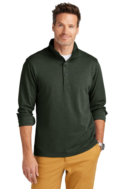 Front View of PineHthr Brooks Brothers Mid-Layer Stretch 1/2-Button BB18202 plain