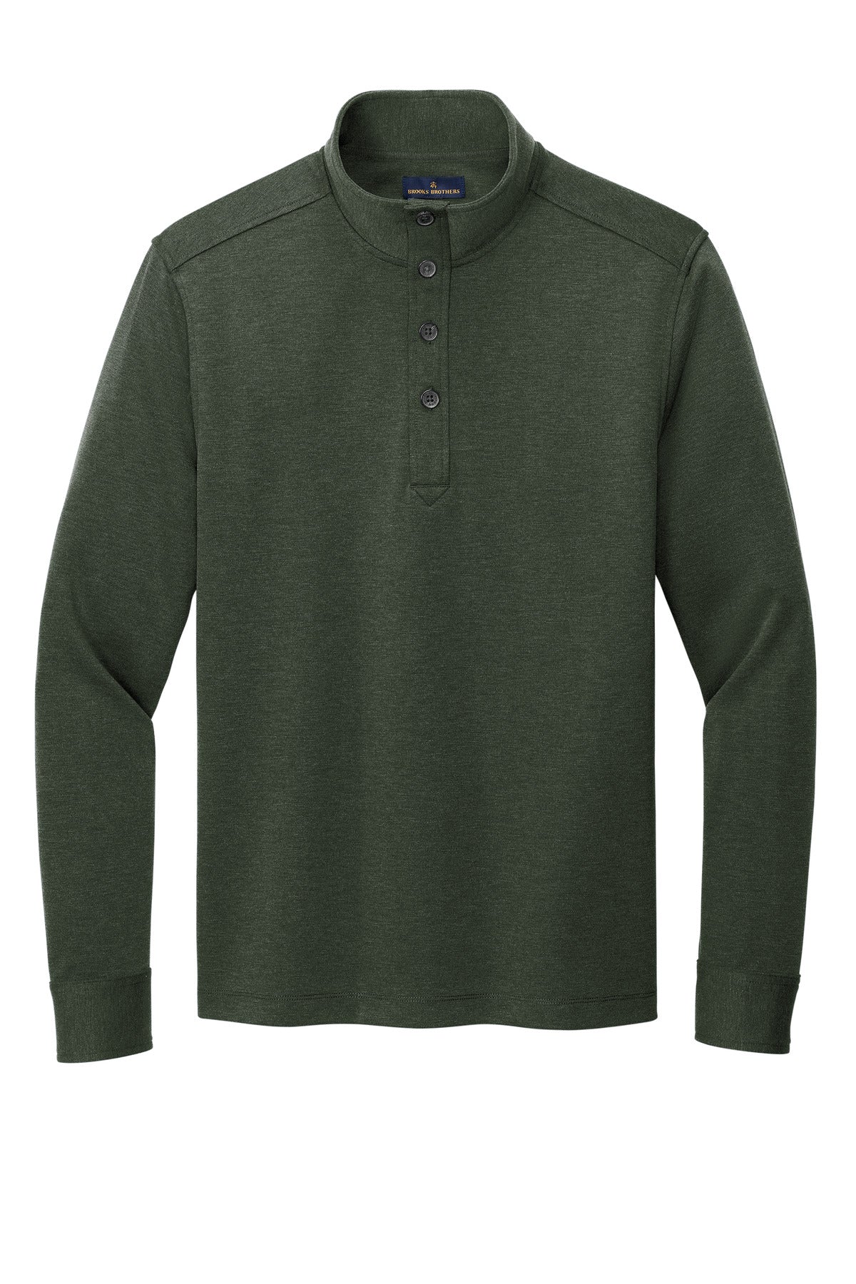Front View of PineHthr Brooks Brothers Mid-Layer Stretch 1/2-Button BB18202 plain