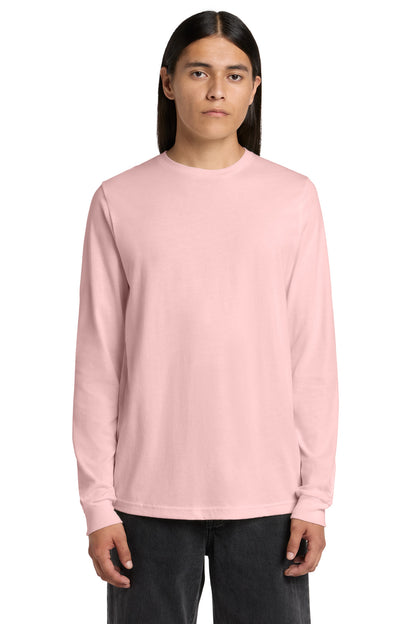 Front View of Pink BELLA+CANVAS Unisex Jersey Long Sleeve Tee. BC3501 plain