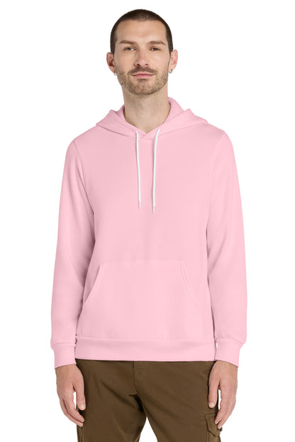Front View of Pink BELLA+CANVAS Unisex Sponge Fleece Pullover Hoodie. BC3719 plain