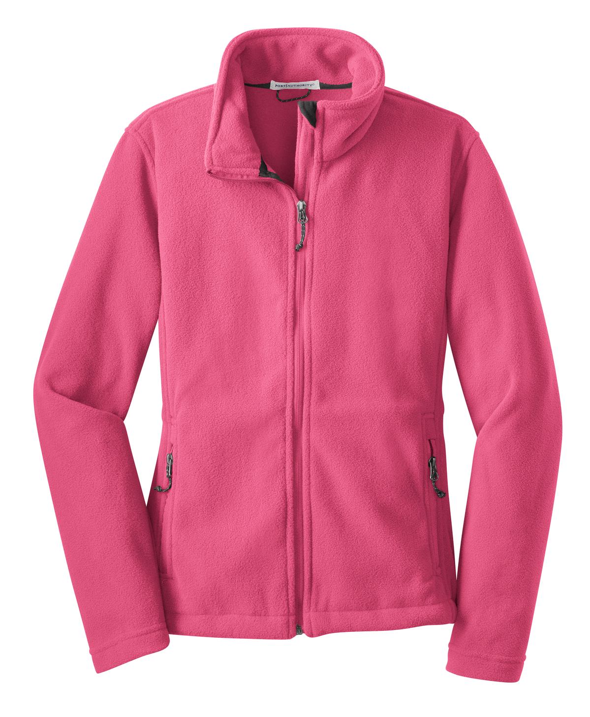 Front View of Pink Blossom Port Authority Women's Value Fleece Jacket. L217 plain