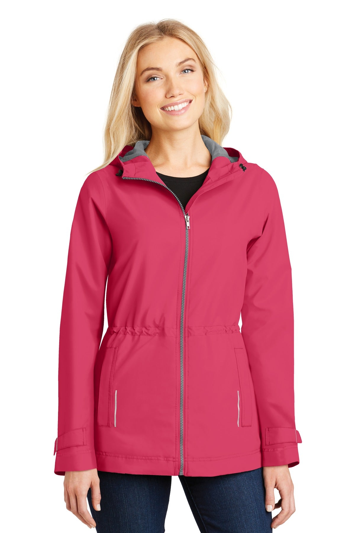 Front View of Pink Horizon Port Authority Women's Northwest Slicker. L7710 plain