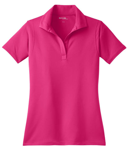 Front View of Pink Raspberry Sport-Tek Women's Micropique Sport-Wick Polo. LST650 plain