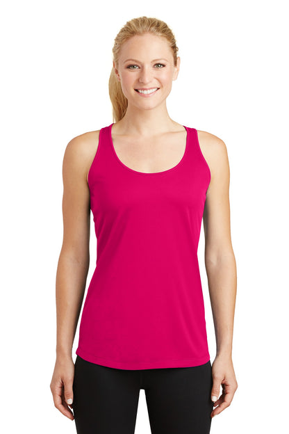 Front View of Pink Raspberry Sport-Tek Women's PosiCharge Competitor Racerback Tank. LST356 plain