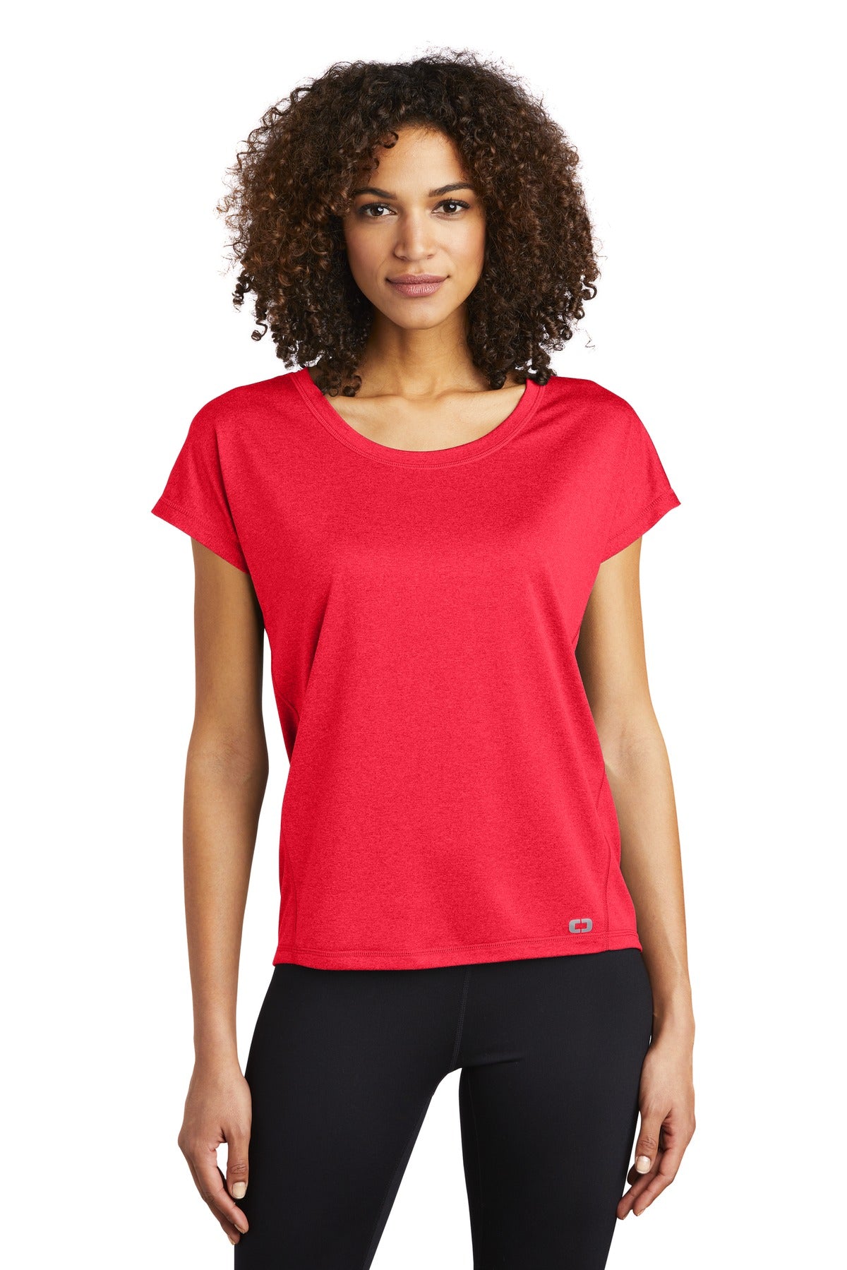 Front View of Pink Rogue OGIO Women's Pulse Dolman Tee LOE324 plain