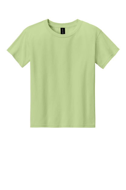 Front View of Pistachio Gildan Youth Light Cotton Tee 3000B plain
